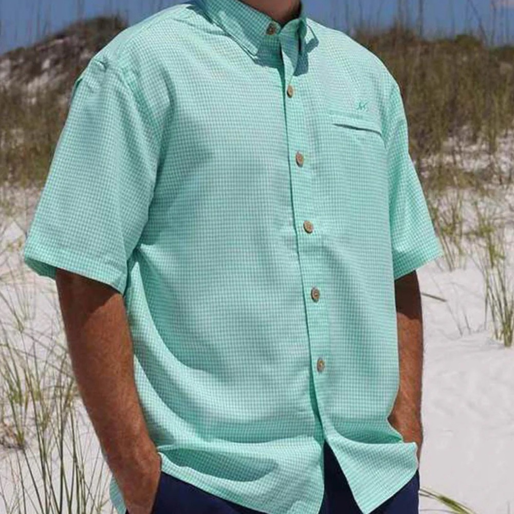 EUC Mojo Mr. Big Sport Check Vented Shirt SZ XL Green & White Check